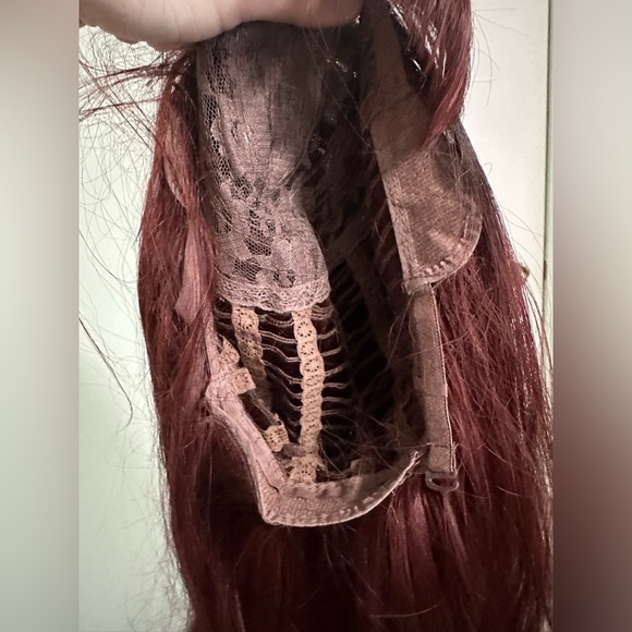 Medium length Ombre Red Synthetic Wig with Bangs - Picture 3 of 5